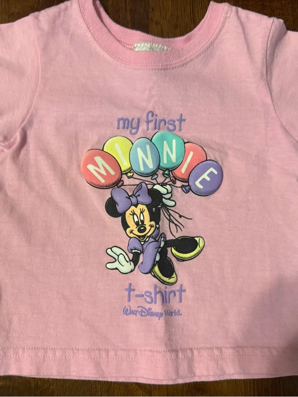 Old Vintage Disney World Baby Made In USA 100% cotton Pink Minnie t-shirt tee